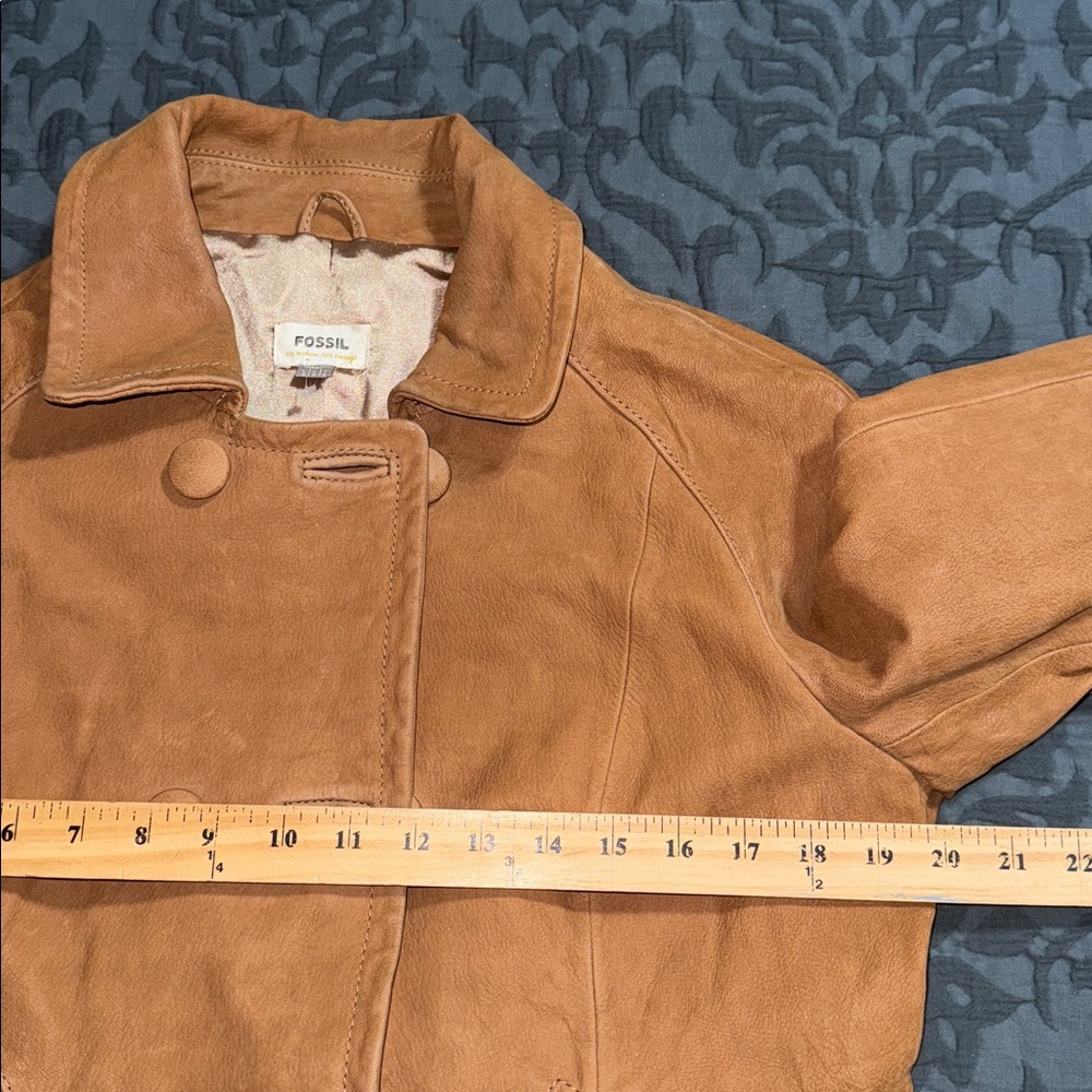 FOSSIL large 100% lamb leather button up jacket bohemian casual coat preloved - Picture 8 of 16
